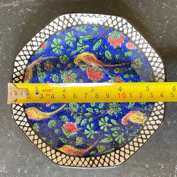 Antique Royal Doulton 1910s Persian Parrot Blue Chintz Pattern D4031 2 saucers - Picture 7 of 8